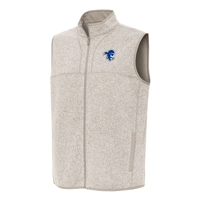 Men's Antigua Heather Oatmeal Seton Hall Pirates Fortune Full-Zip Vest