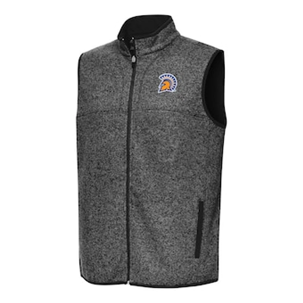 Men's Antigua Heather San Jose State Spartans Fortune Full-Zip Vest