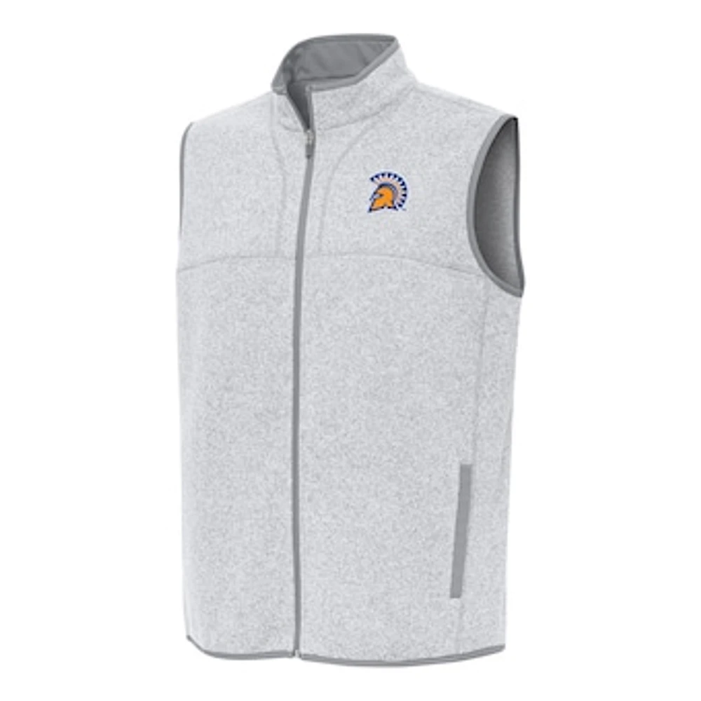 Men's Antigua Heather San Jose State Spartans Fortune Full-Zip Vest
