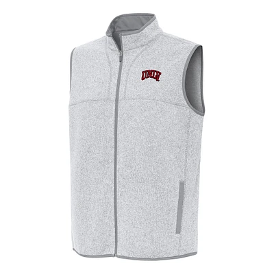 Men's Antigua Heather Gray UNLV Rebels Fortune Full-Zip Vest