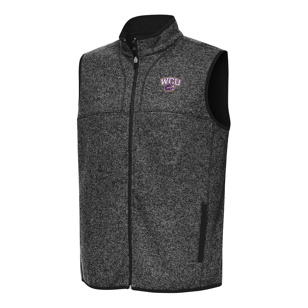 Men's Antigua Heather Western Carolina Catamounts Fortune Full-Zip Vest
