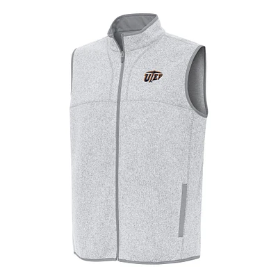 Men's Antigua Heather Gray UTEP Miners Fortune Full-Zip Vest