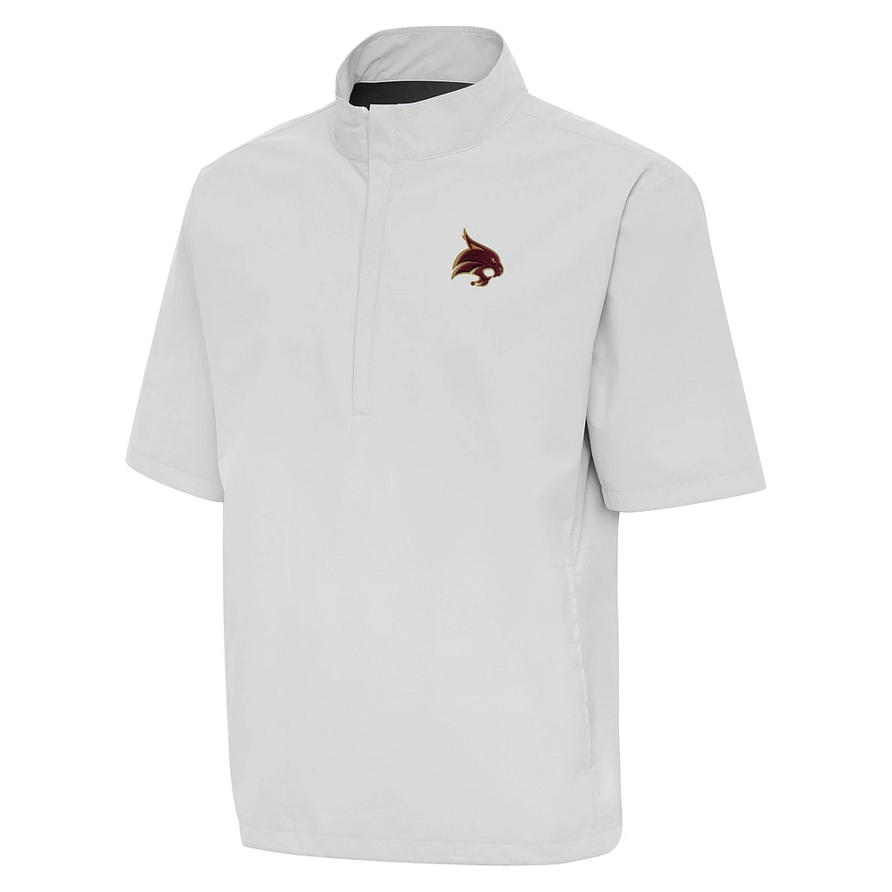 Men's Antigua Heather Gray Texas State Bobcats Brisk Quarter-Zip Windbreaker