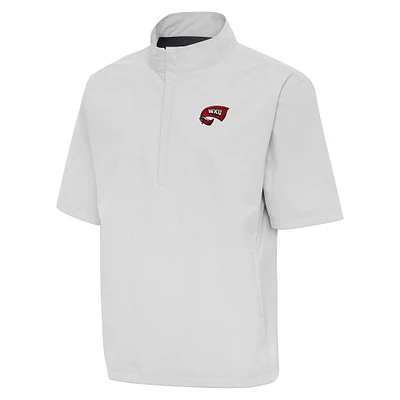 Men's Antigua Heather Gray Western Kentucky Hilltoppers Brisk Quarter-Zip Windbreaker