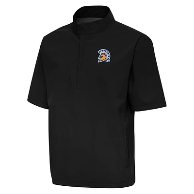 Men's Antigua Black San Jose State Spartans Brisk Quarter-Zip Windbreaker