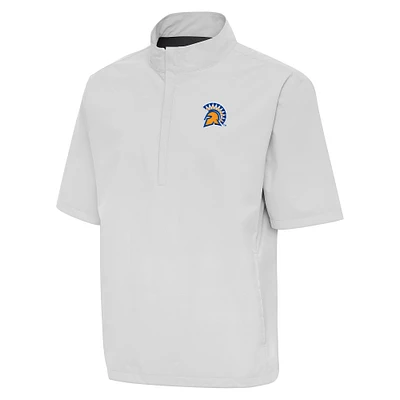Men's Antigua Heather Gray San Jose State Spartans Brisk Quarter-Zip Windbreaker