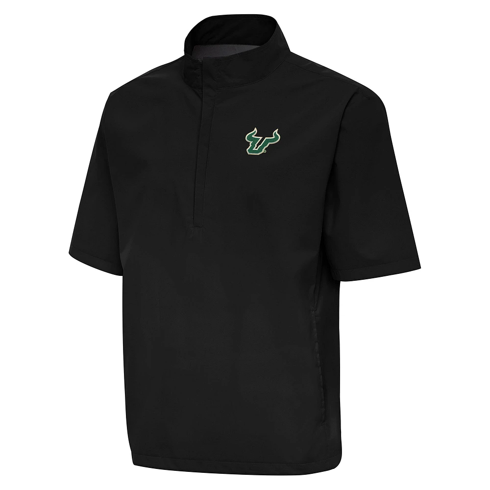 Men's Antigua Black South Florida Bulls Brisk Quarter-Zip Windbreaker
