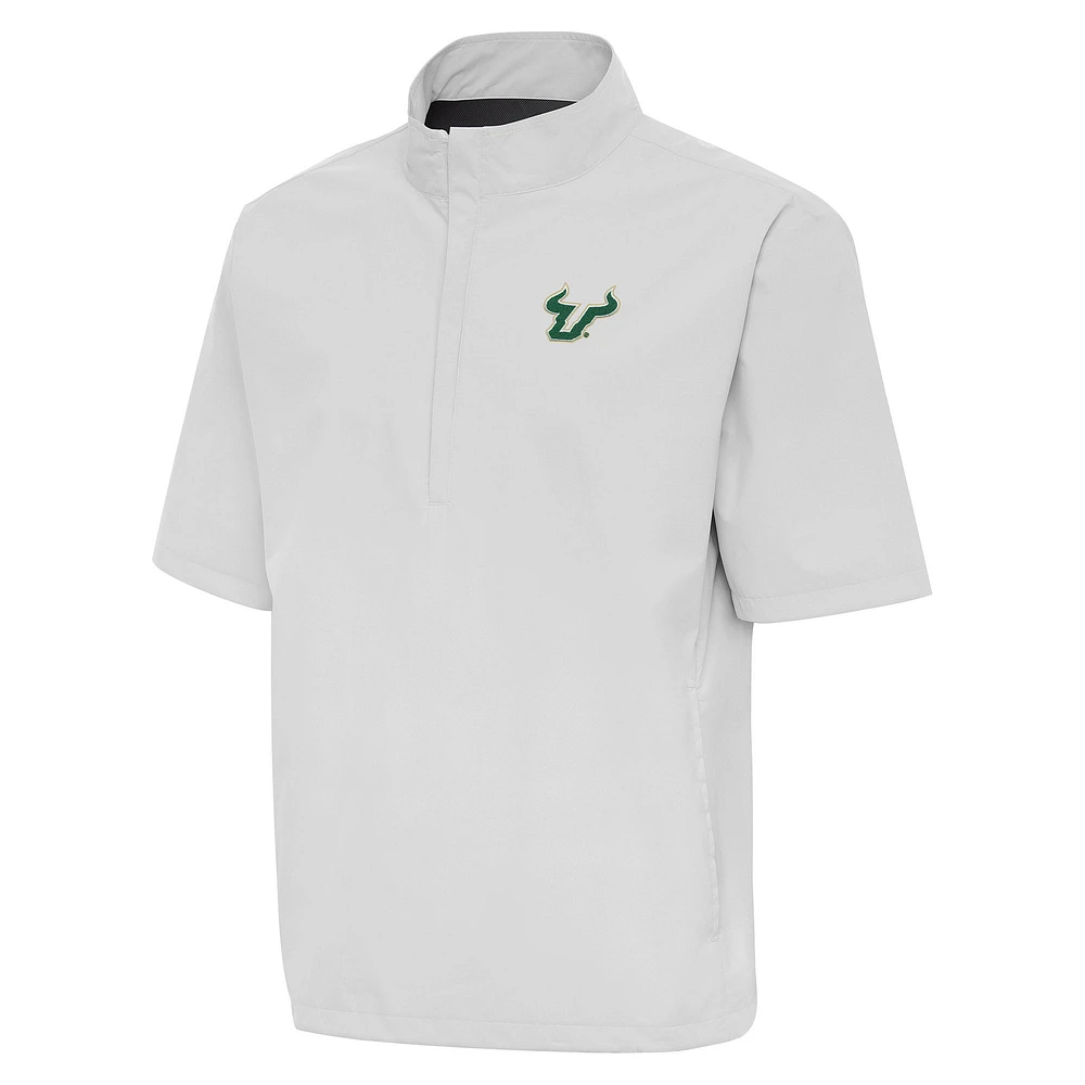Men's Antigua Heather Gray South Florida Bulls Brisk Quarter-Zip Windbreaker