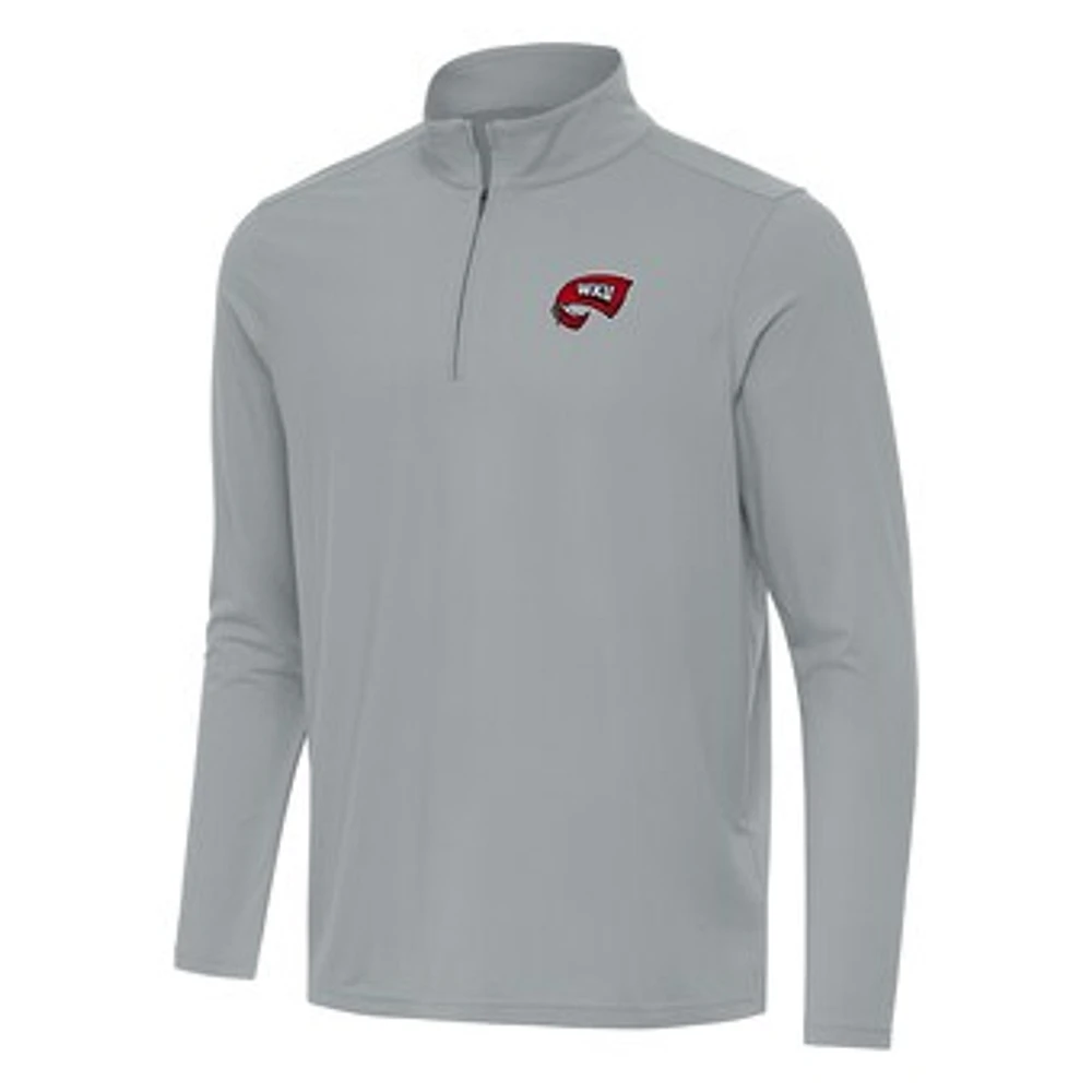Men's Antigua Gray Western Kentucky Hilltoppers Intent Quarter-Zip Top