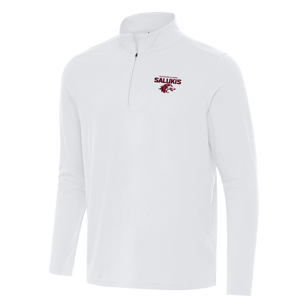 Men's Antigua White Southern Illinois Salukis Intent Quarter-Zip Top