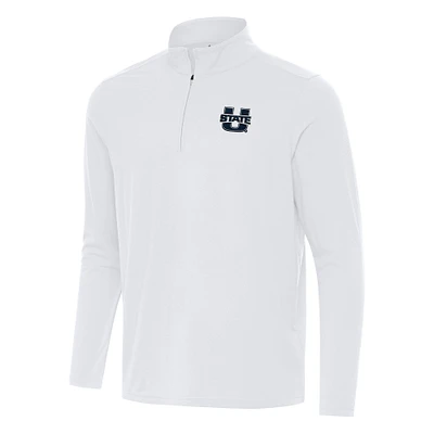 Men's Antigua White Utah State Aggies Intent Quarter-Zip Top