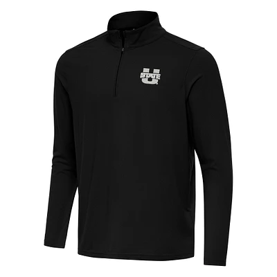 Men's Antigua Black Utah State Aggies Intent Quarter-Zip Top