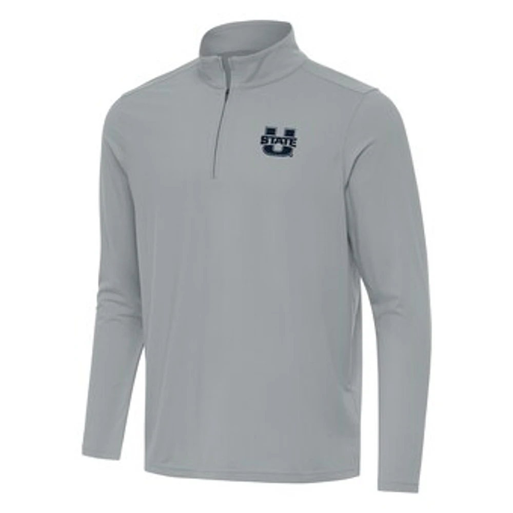 Men's Antigua Gray Utah State Aggies Intent Quarter-Zip Top