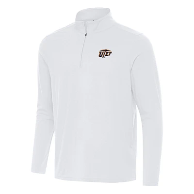 Men's Antigua White UTEP Miners Intent Quarter-Zip Top