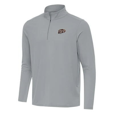 Men's Antigua Gray UTEP Miners Intent Quarter-Zip Top