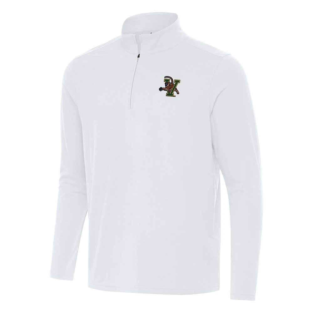 Men's Antigua White Vermont Catamounts Intent Quarter-Zip Top