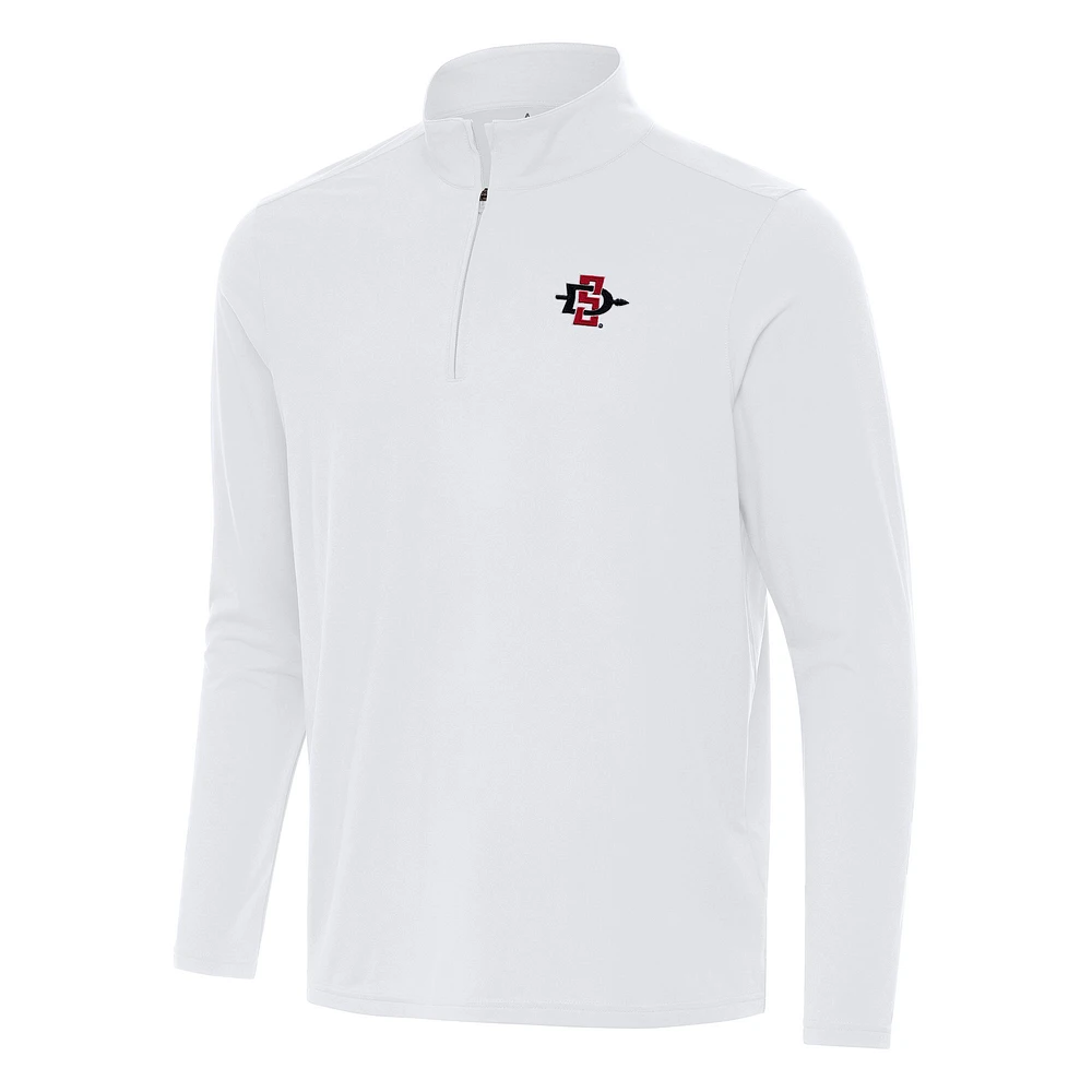 Men's Antigua White San Diego State Aztecs Intent Quarter-Zip Top