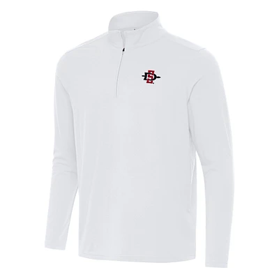 Men's Antigua White San Diego State Aztecs Intent Quarter-Zip Top