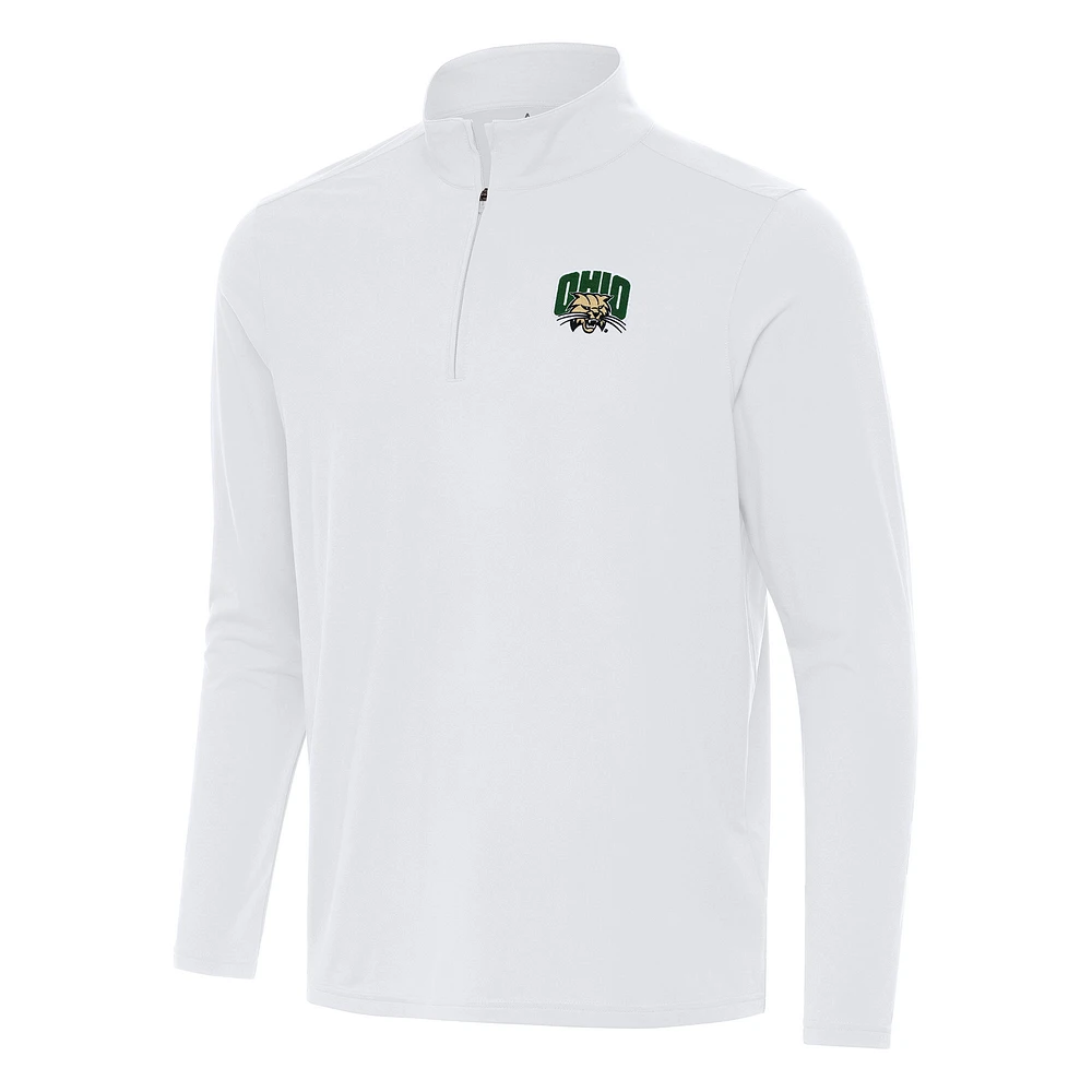 Men's Antigua White Ohio Bobcats Intent Quarter-Zip Top