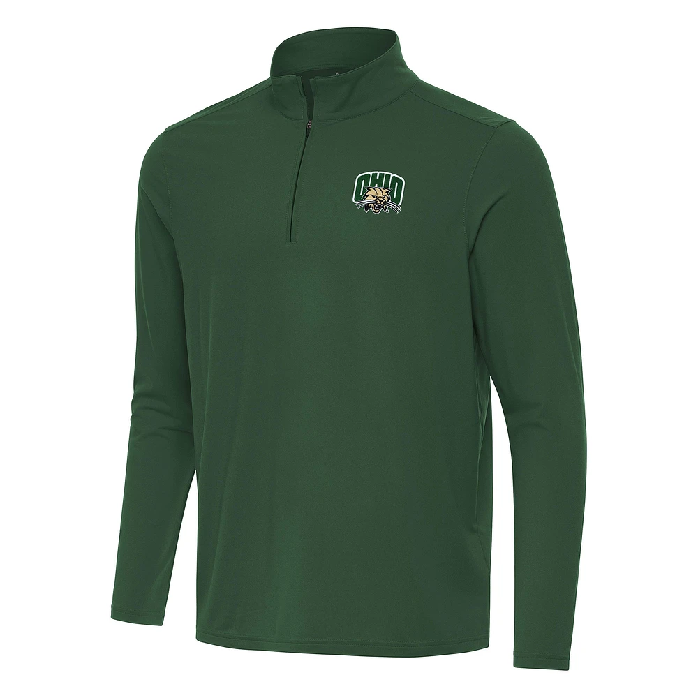 Men's Antigua Green Ohio Bobcats Intent Quarter-Zip Top