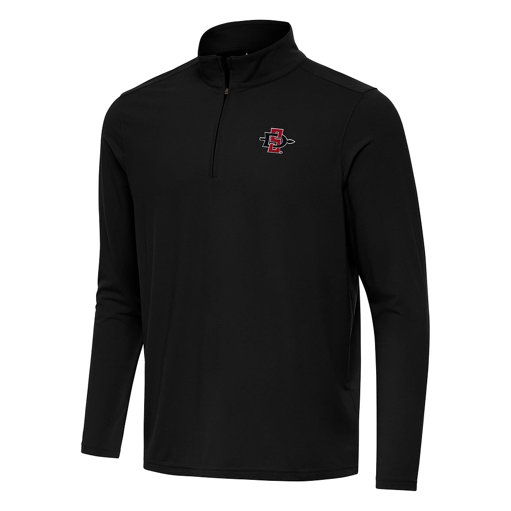 Men's Antigua Black San Diego State Aztecs Intent Quarter-Zip Top