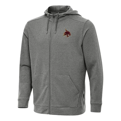 Men's Antigua Heather Charcoal Texas State Bobcats Effortless Full-Zip Hoodie Jacket