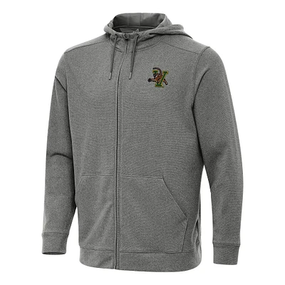 Men's Antigua Heather Charcoal Vermont Catamounts Effortless Full-Zip Hoodie Jacket