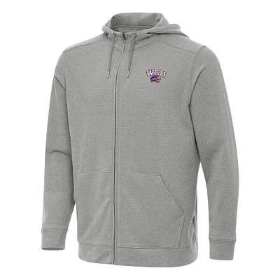 Men's Antigua Heather Western Carolina Catamounts Effortless Full-Zip Hoodie Jacket