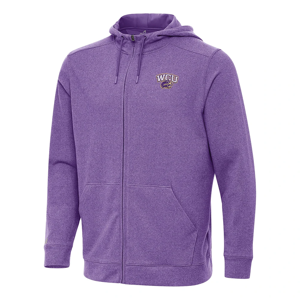 Men's Antigua Heather Purple Western Carolina Catamounts Effortless Full-Zip Hoodie Jacket