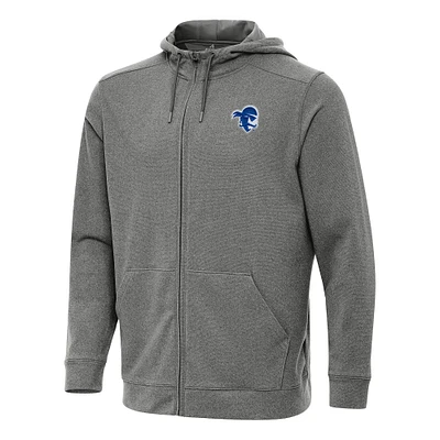 Men's Antigua Heather Charcoal Seton Hall Pirates Effortless Full-Zip Hoodie Jacket