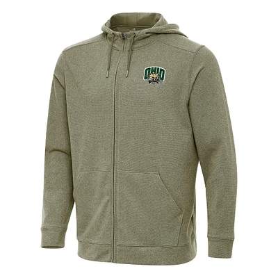 Men's Antigua Heather Olive Ohio Bobcats Effortless Full-Zip Hoodie Jacket