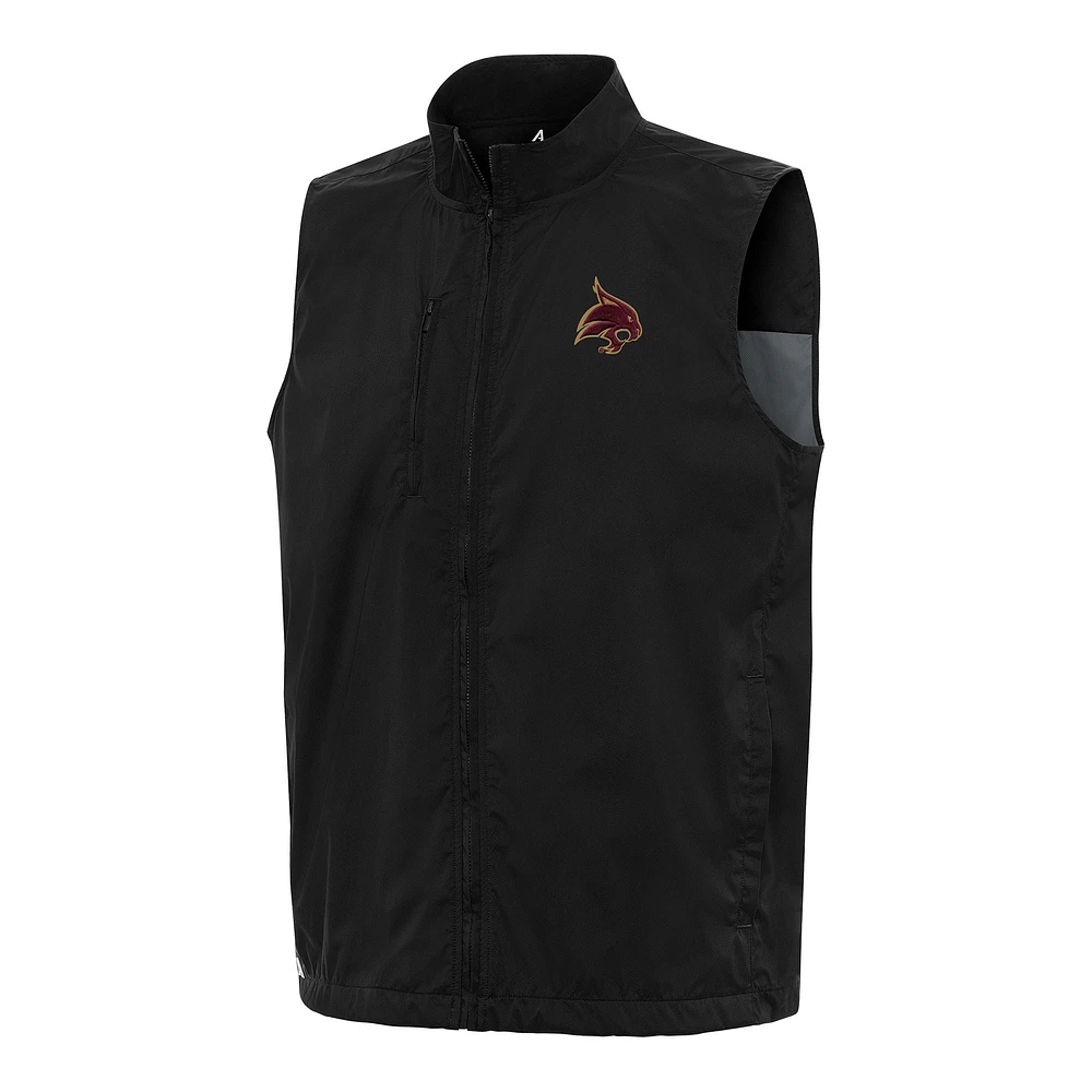 Men's Antigua Black Texas State Bobcats Brisk Full-Zip Vest