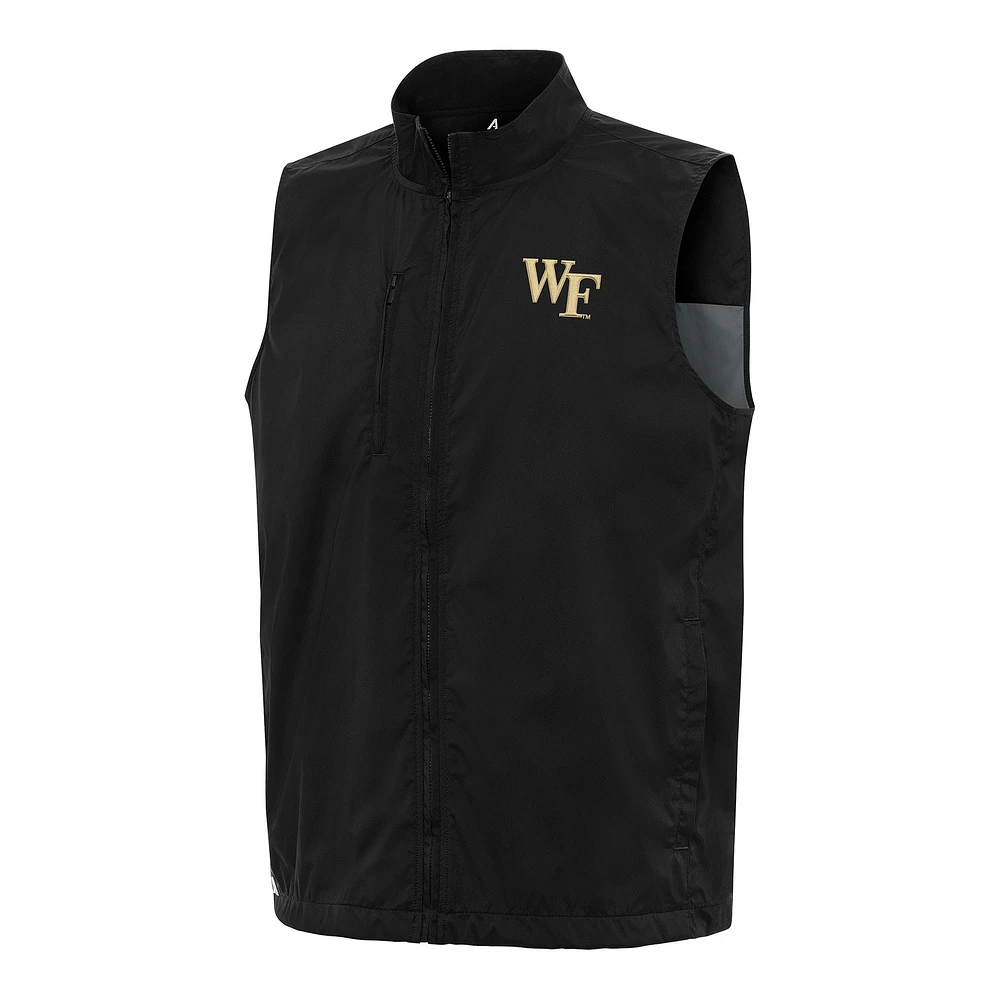 Men's Antigua Black Wake Forest Demon Deacons Brisk Full-Zip Vest