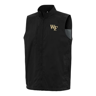 Men's Antigua Black Wake Forest Demon Deacons Brisk Full-Zip Vest