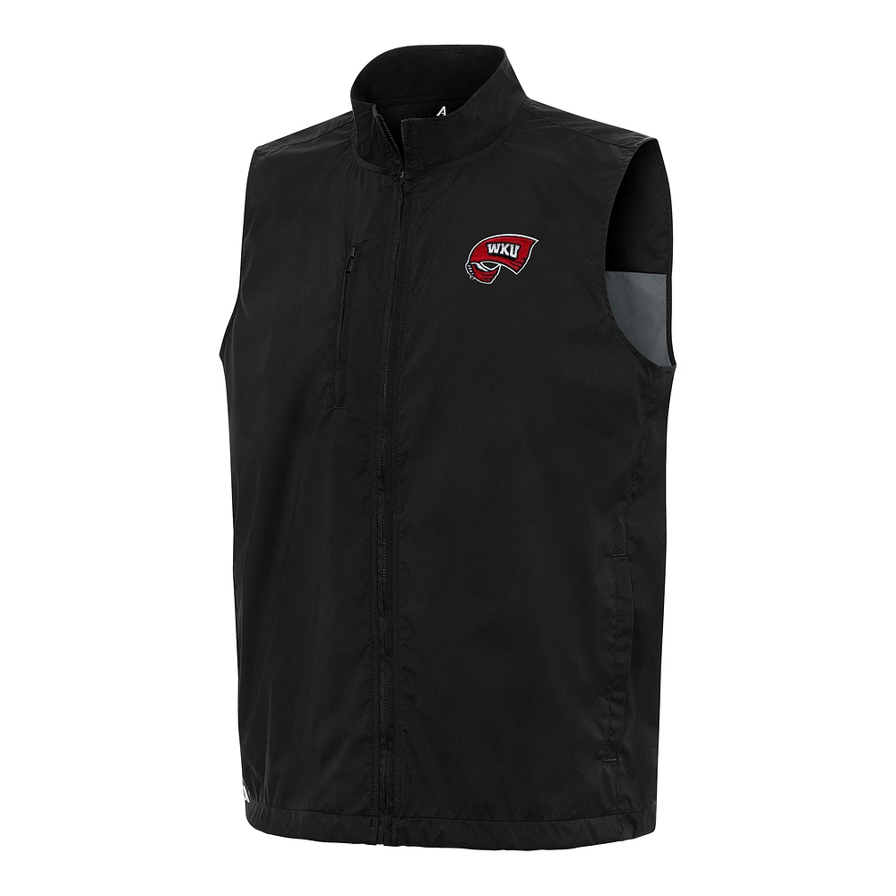 Men's Antigua Black Western Kentucky Hilltoppers Brisk Full-Zip Vest