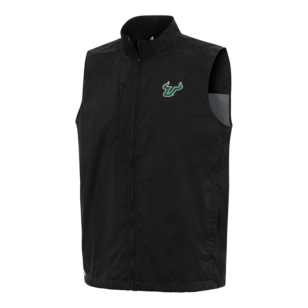 Men's Antigua Black South Florida Bulls Brisk Full-Zip Vest