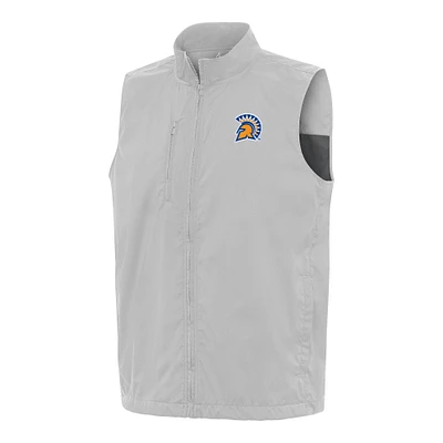 Men's Antigua Heather Gray San Jose State Spartans Brisk Full-Zip Vest