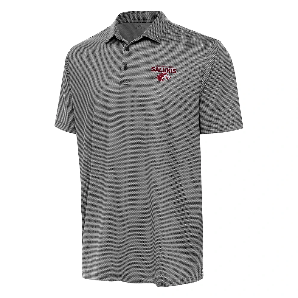 Men's Antigua Black/White Southern Illinois Salukis Rings Polo