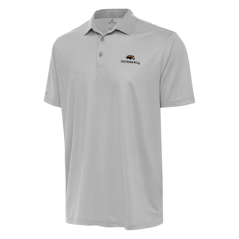 Men's Antigua Gray/White Southern Miss Golden Eagles Rings Polo