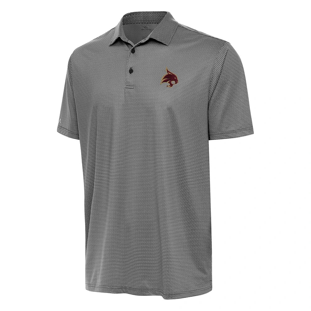 Men's Antigua Black/White Texas State Bobcats Rings Polo
