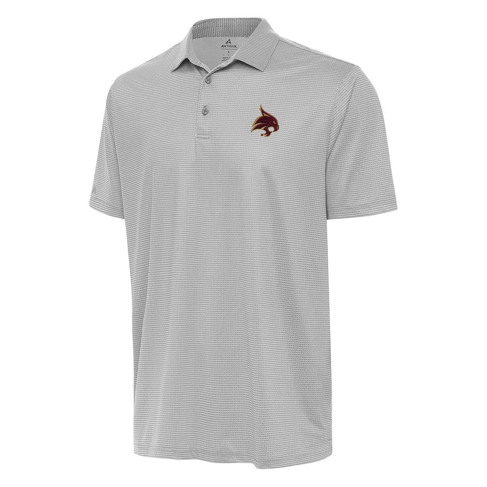 Men's Antigua Gray/White Texas State Bobcats Rings Polo