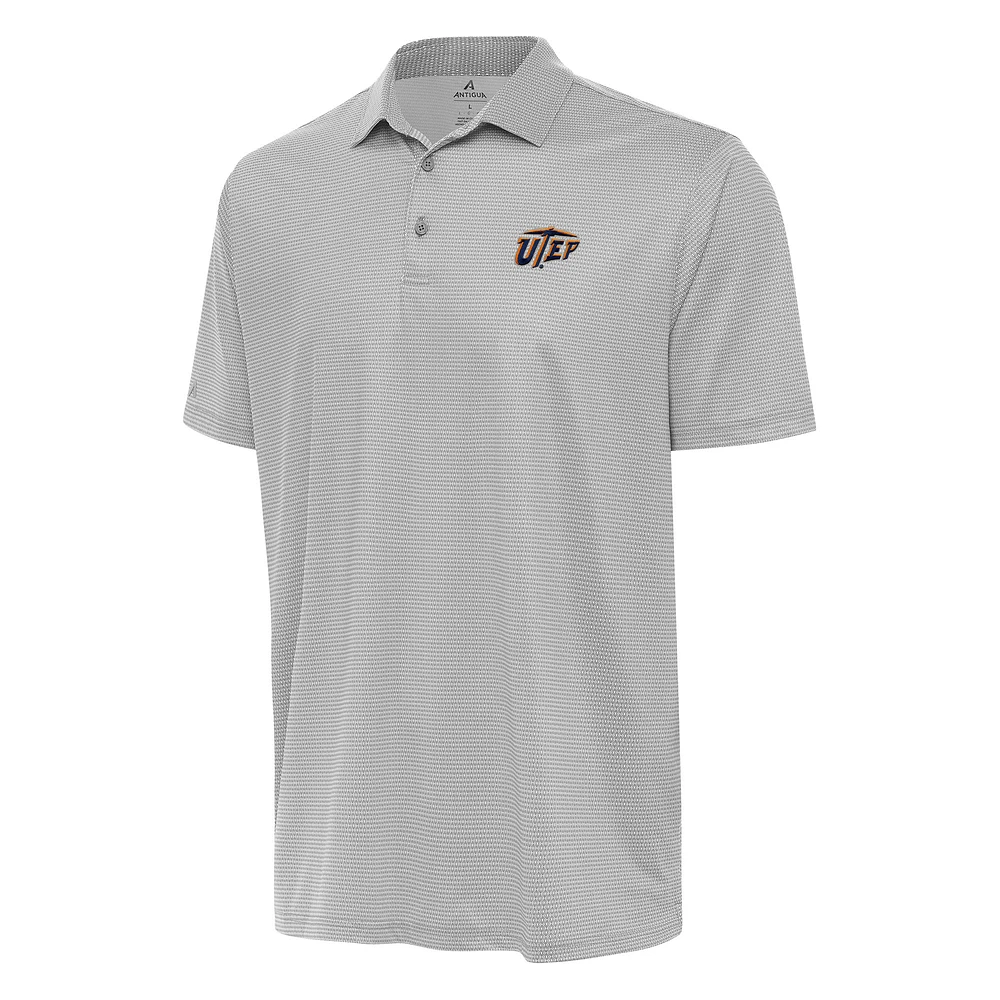 Men's Antigua Gray/White UTEP Miners Rings Polo