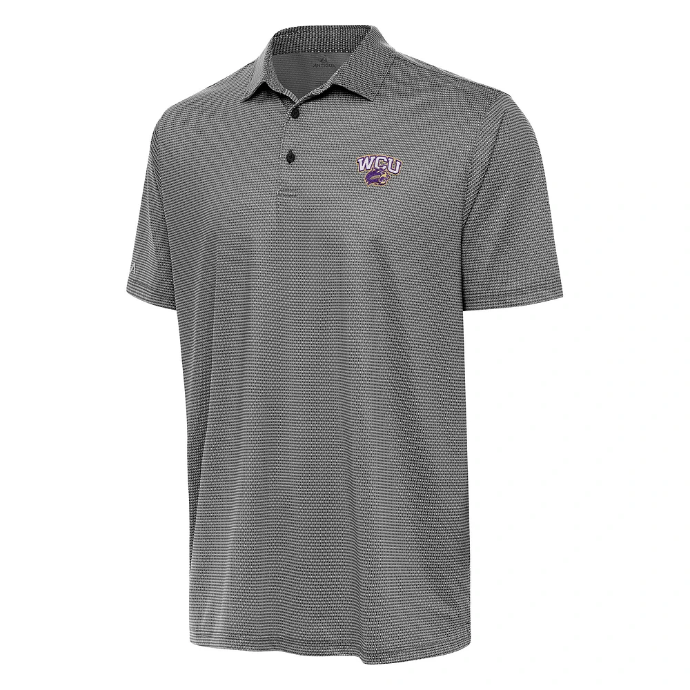 Men's Antigua Black/White Western Carolina Catamounts Rings Polo