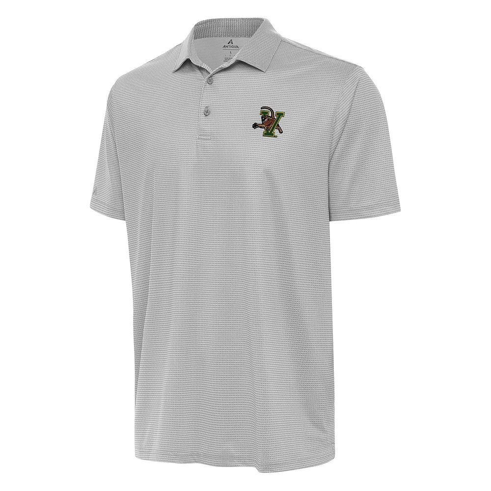 Men's Antigua Gray/White Vermont Catamounts Rings Polo