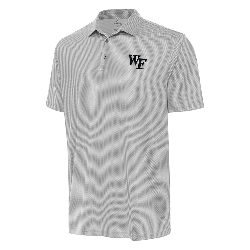 Men's Antigua Gray/White Wake Forest Demon Deacons Rings Polo