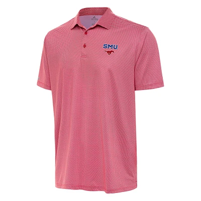 Men's Antigua Red/White SMU Mustangs Rings Polo