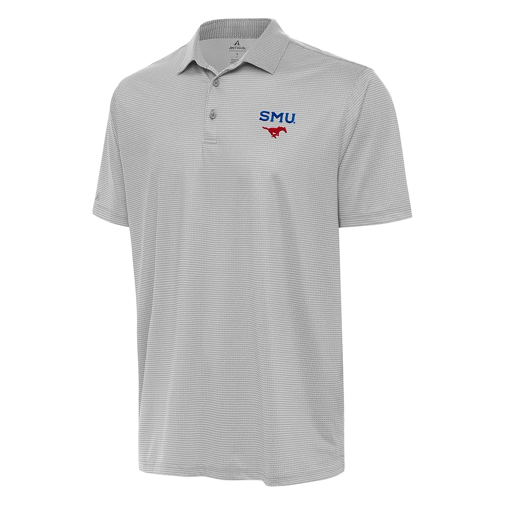 Men's Antigua Gray/White SMU Mustangs Rings Polo