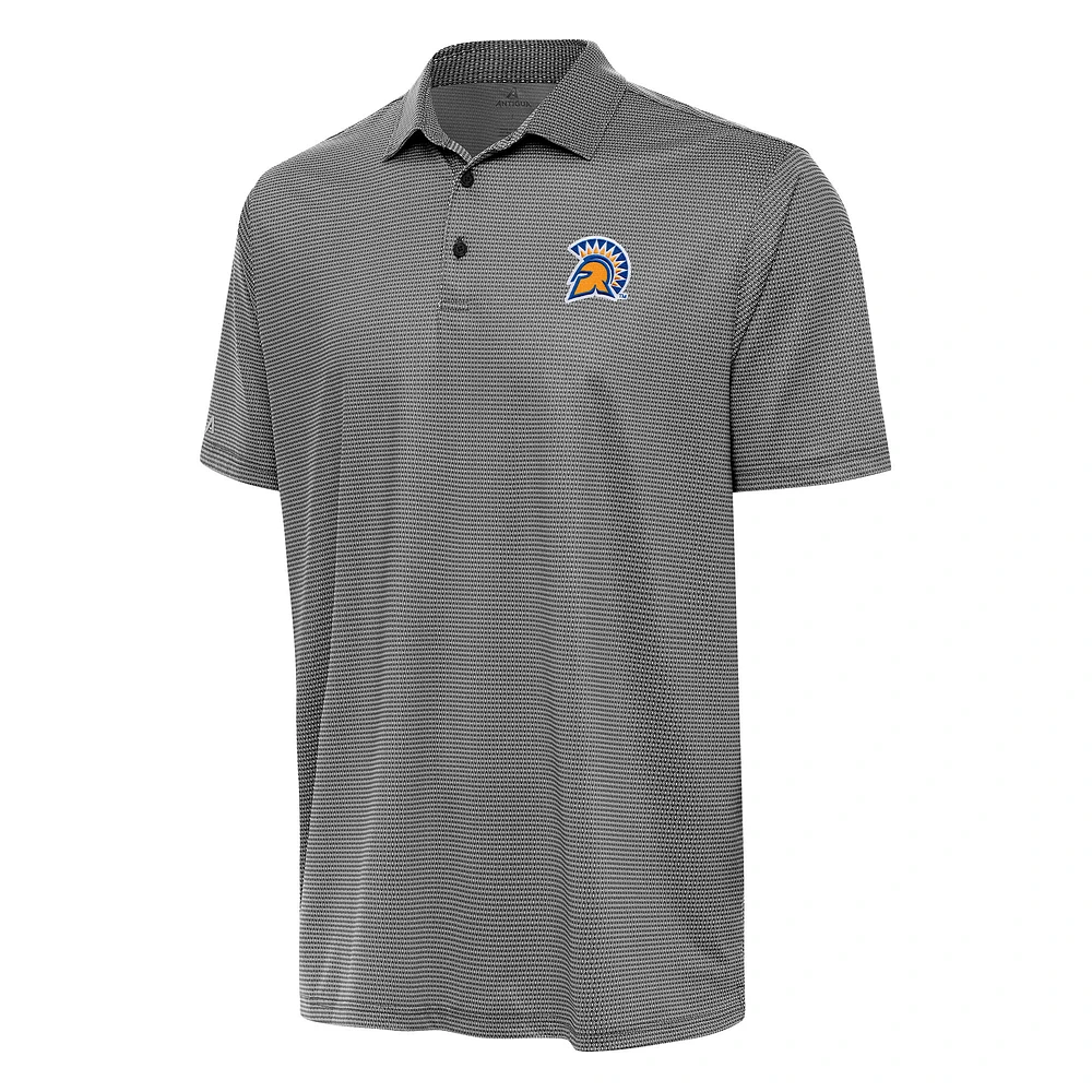 Men's Antigua Black/White San Jose State Spartans Rings Polo