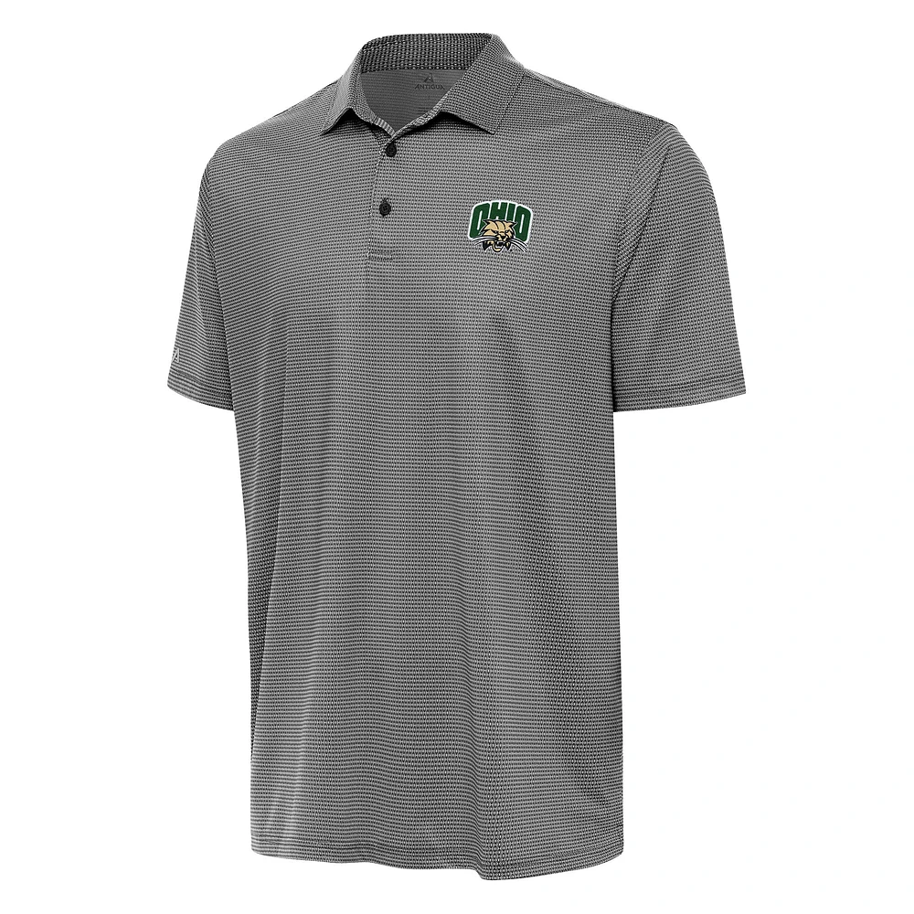 Men's Antigua Black/White Ohio Bobcats Rings Polo