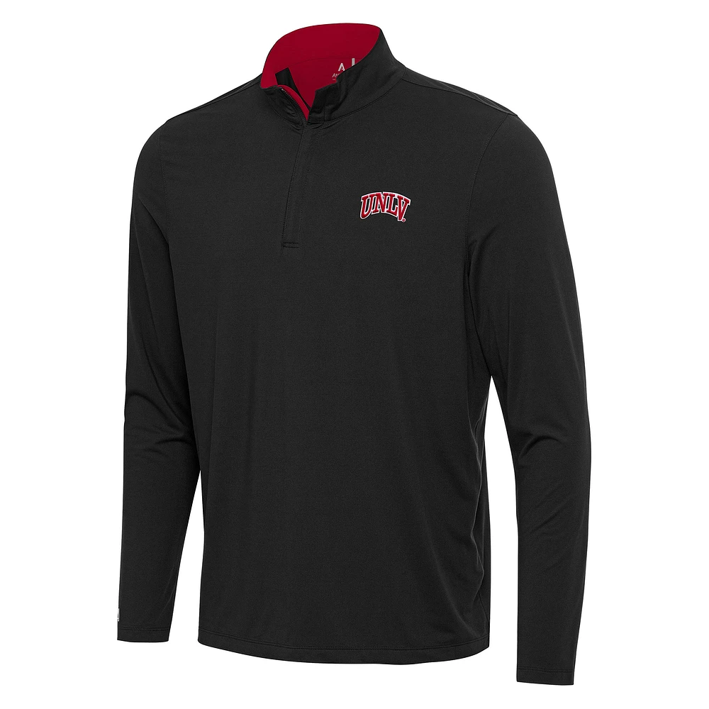 Men's Antigua Black/Scarlet UNLV Rebels Content Quarter-Zip Pullover Top
